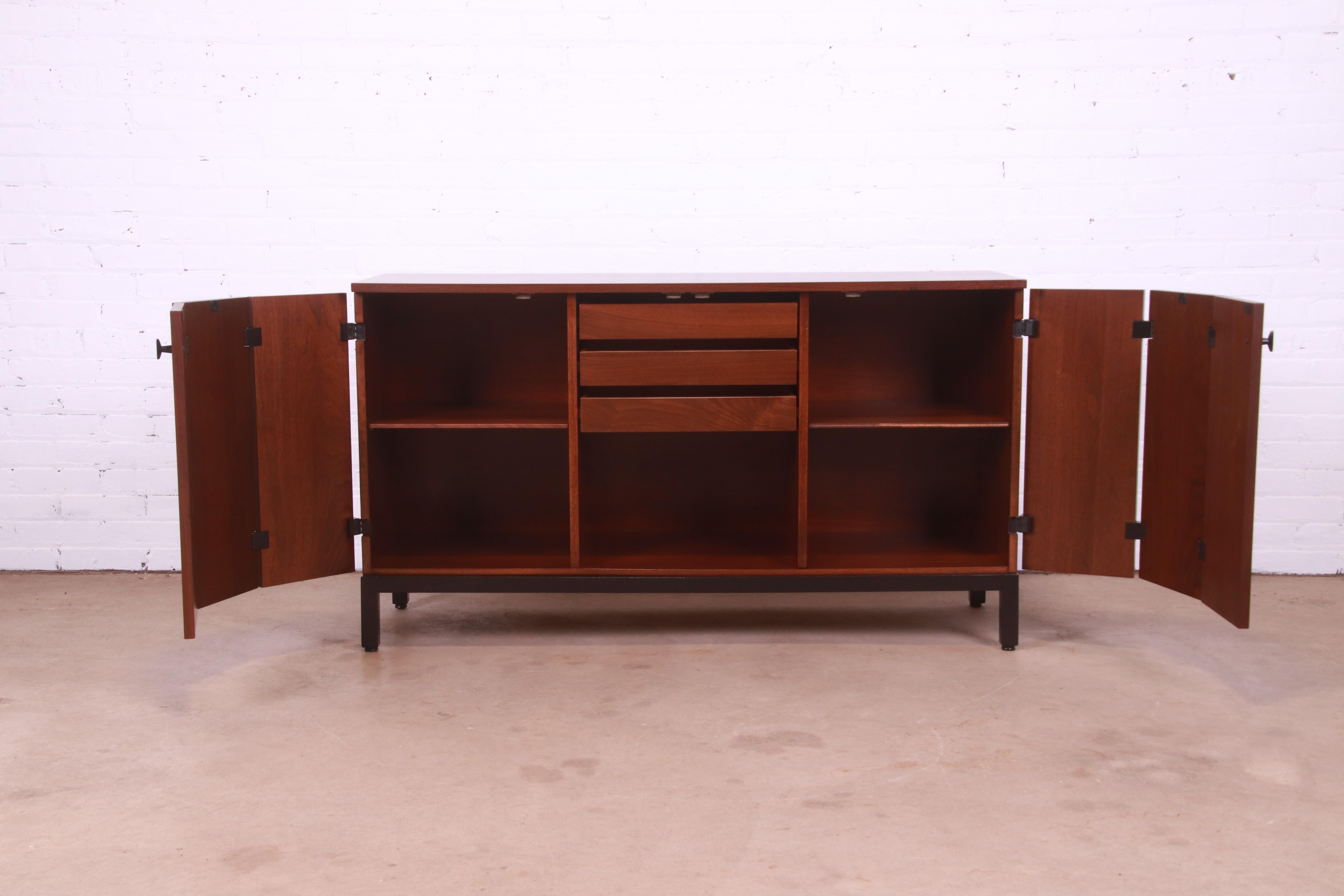 Milo Baughman for Directional Walnut and Ebonized Sideboard Credenza, Refinished 2