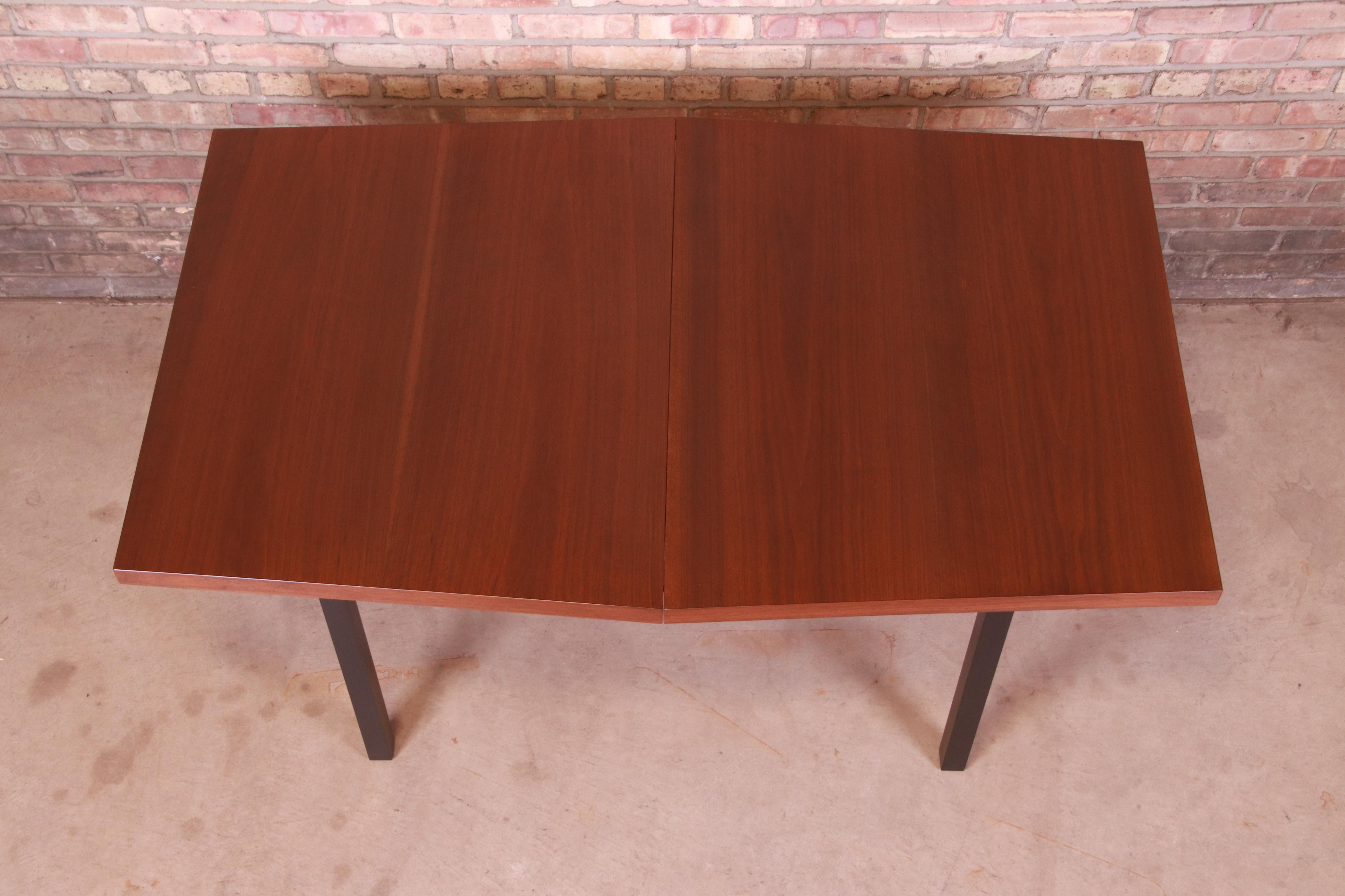 Milo Baughman for Directional Walnut Boat-Shaped Dining Table, Newly Refinished For Sale 8