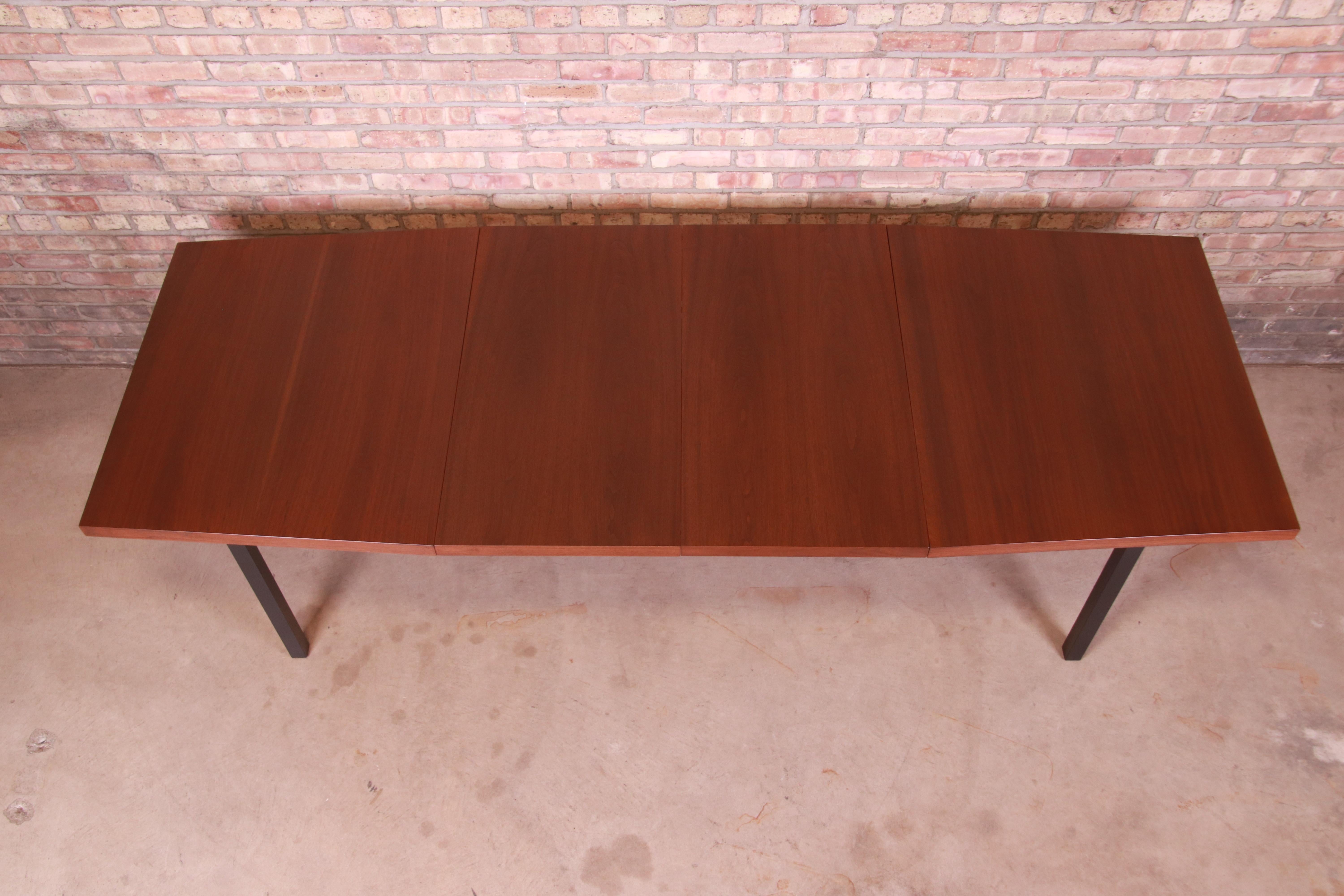 Mid-20th Century Milo Baughman for Directional Walnut Boat-Shaped Dining Table, Newly Refinished For Sale