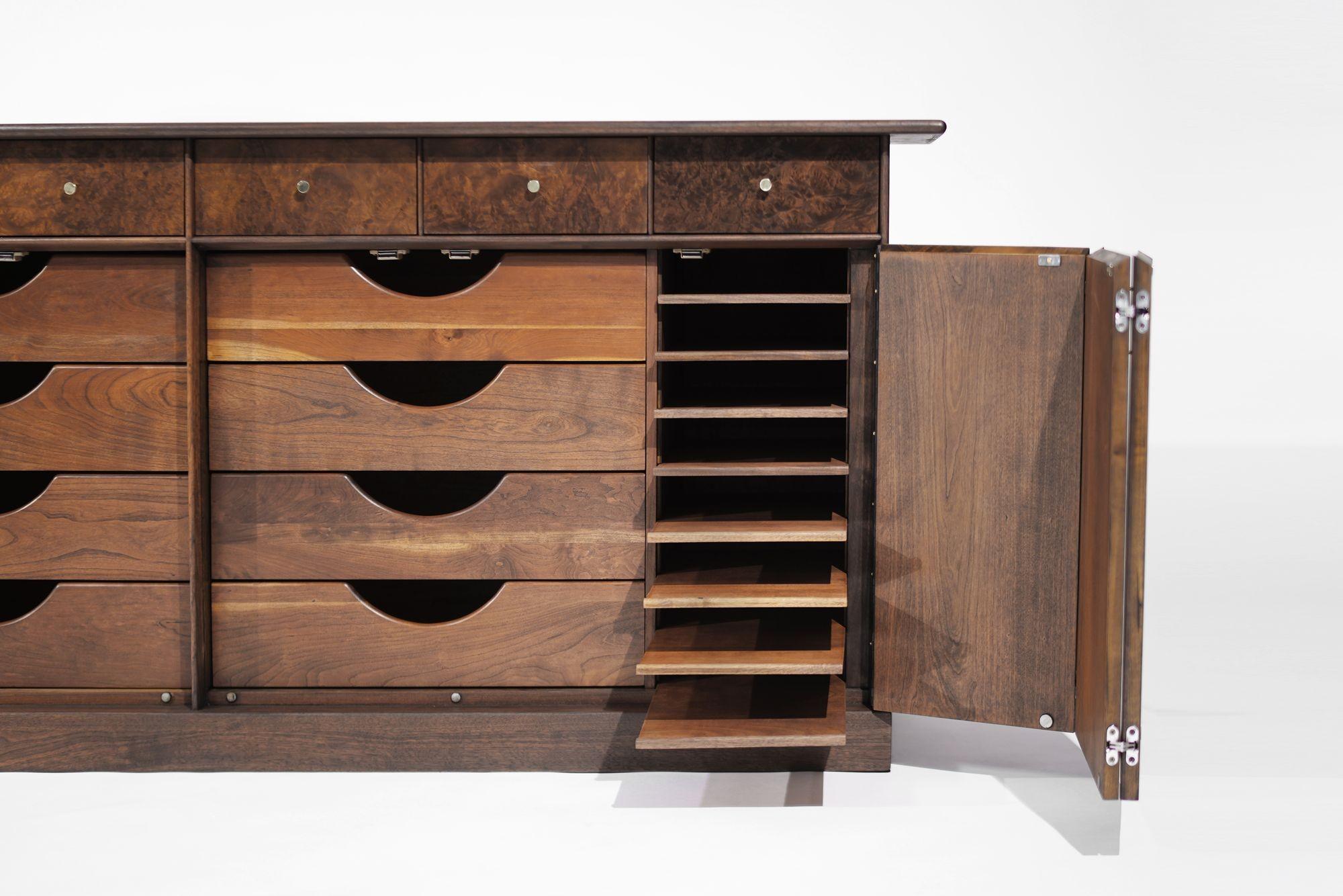 Milo Baughman for Directional Walnut Burl Credenza, C. 1960s 3