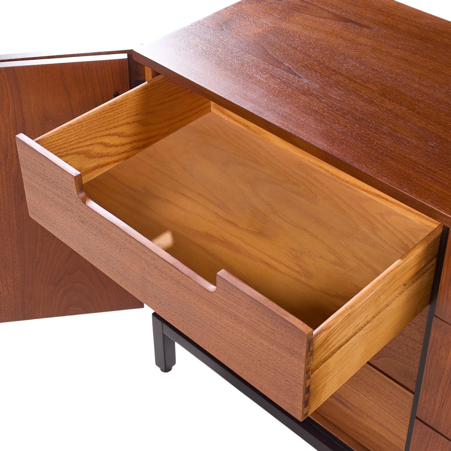 Milo Baughman for Directional Walnut Lowboy Dresser For Sale 1