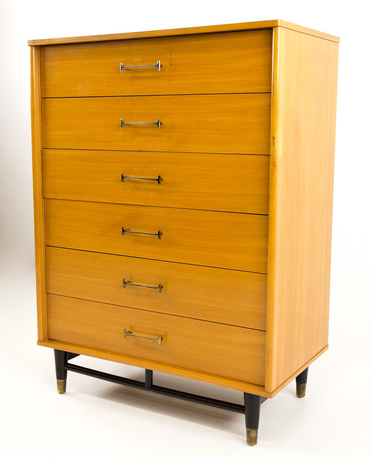 Mid-Century Modern Milo Baughman for Drexel Blonde Highboy Dresser