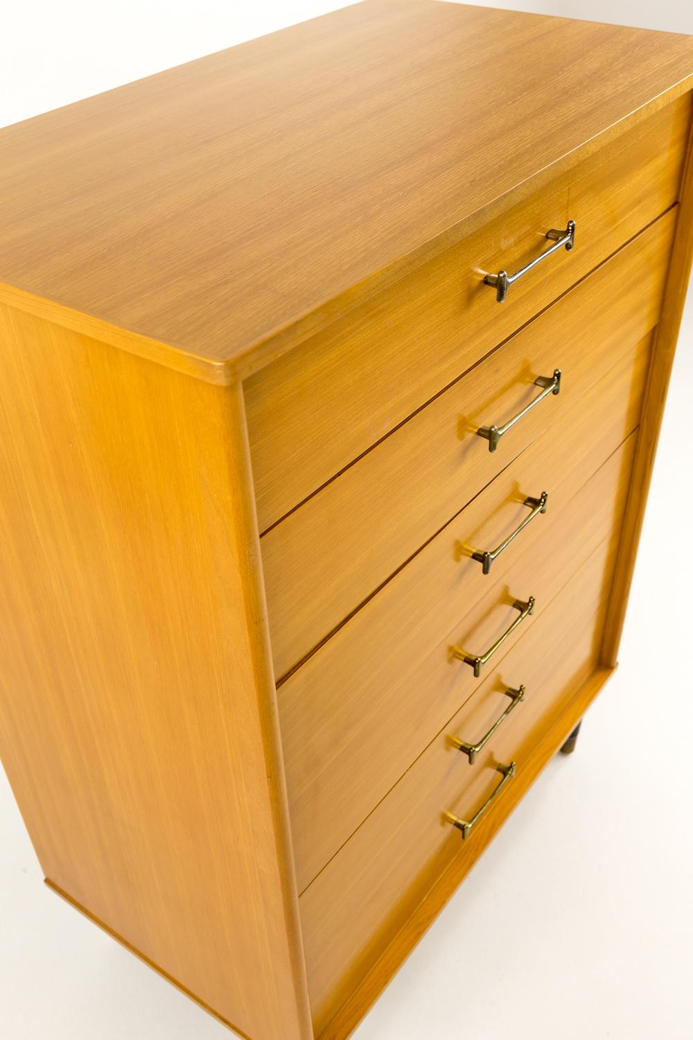 American Milo Baughman for Drexel Blonde Highboy Dresser