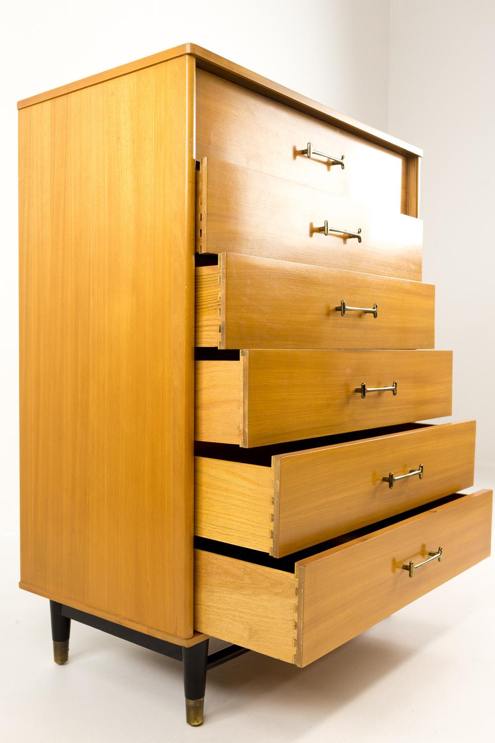 Late 20th Century Milo Baughman for Drexel Blonde Highboy Dresser