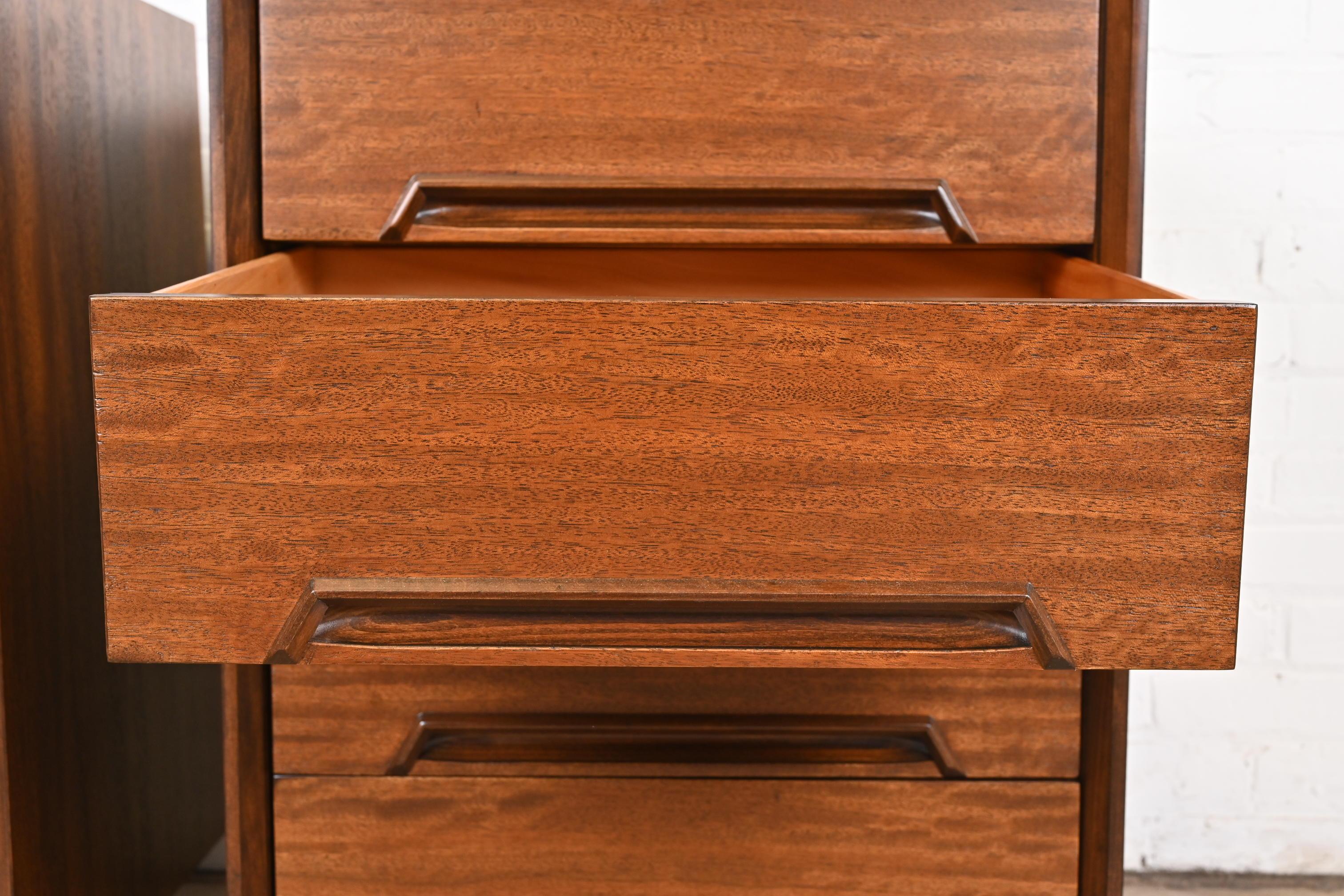Milo Baughman for Drexel Exotic Mindoro Wood Bedside Chests, Newly Refinished For Sale 5