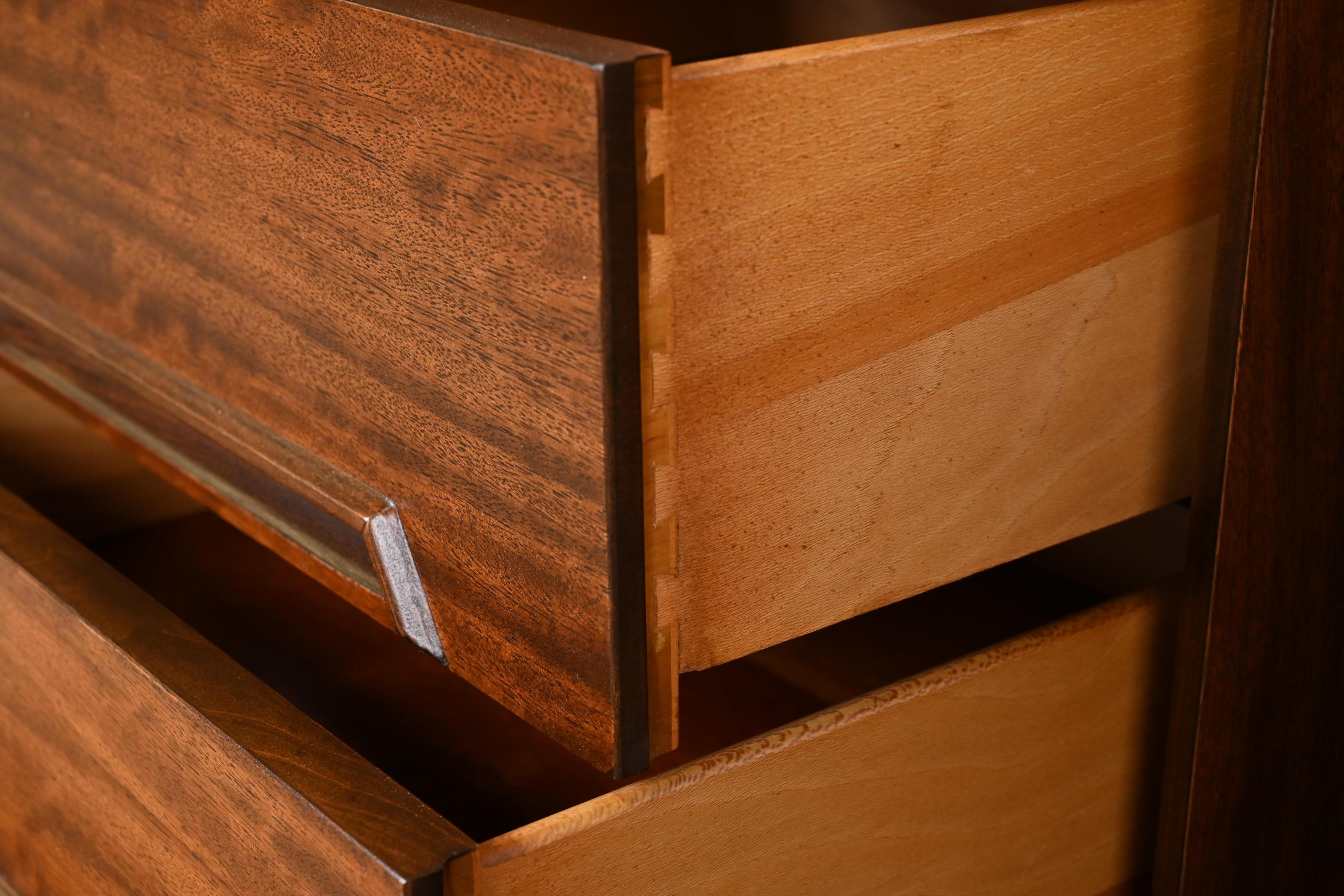 Milo Baughman for Drexel Exotic Mindoro Wood Bedside Chests, Newly Refinished For Sale 7