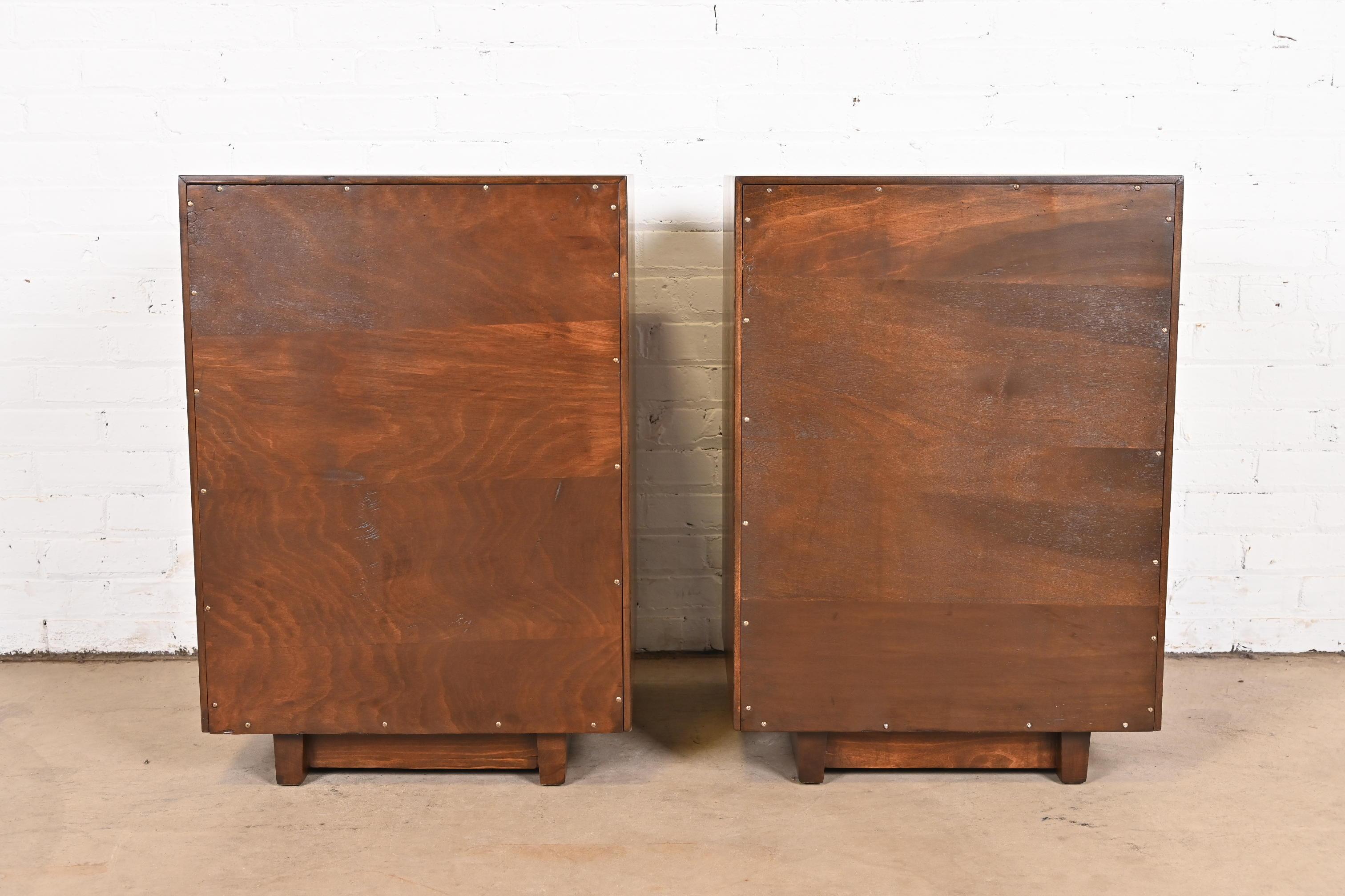 Milo Baughman for Drexel Exotic Mindoro Wood Bedside Chests, Newly Refinished For Sale 11