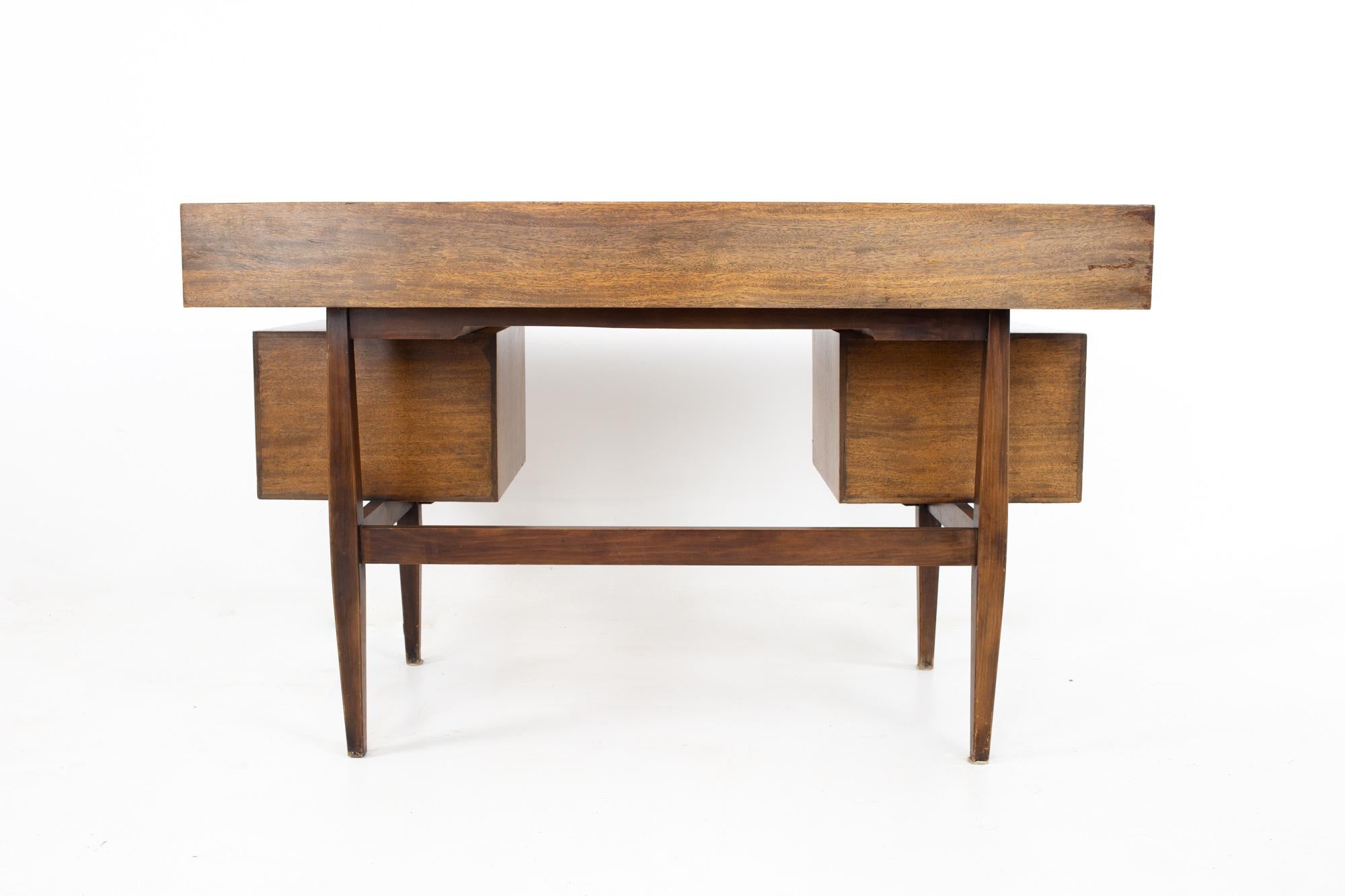 Milo Baughman for Drexel Mid Century Walnut Floating Double Sided Desk 5