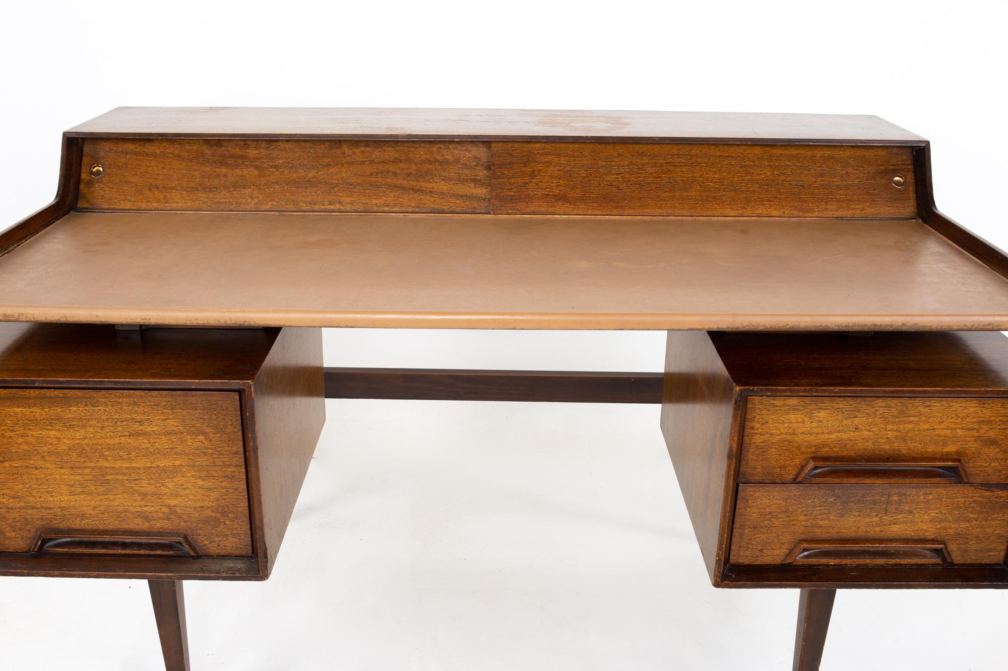 Milo Baughman for Drexel Mid Century Walnut Floating Double Sided Desk 3