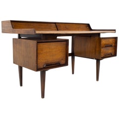 Milo Baughman for Drexel Mid Century Walnut Floating Double Sided Desk