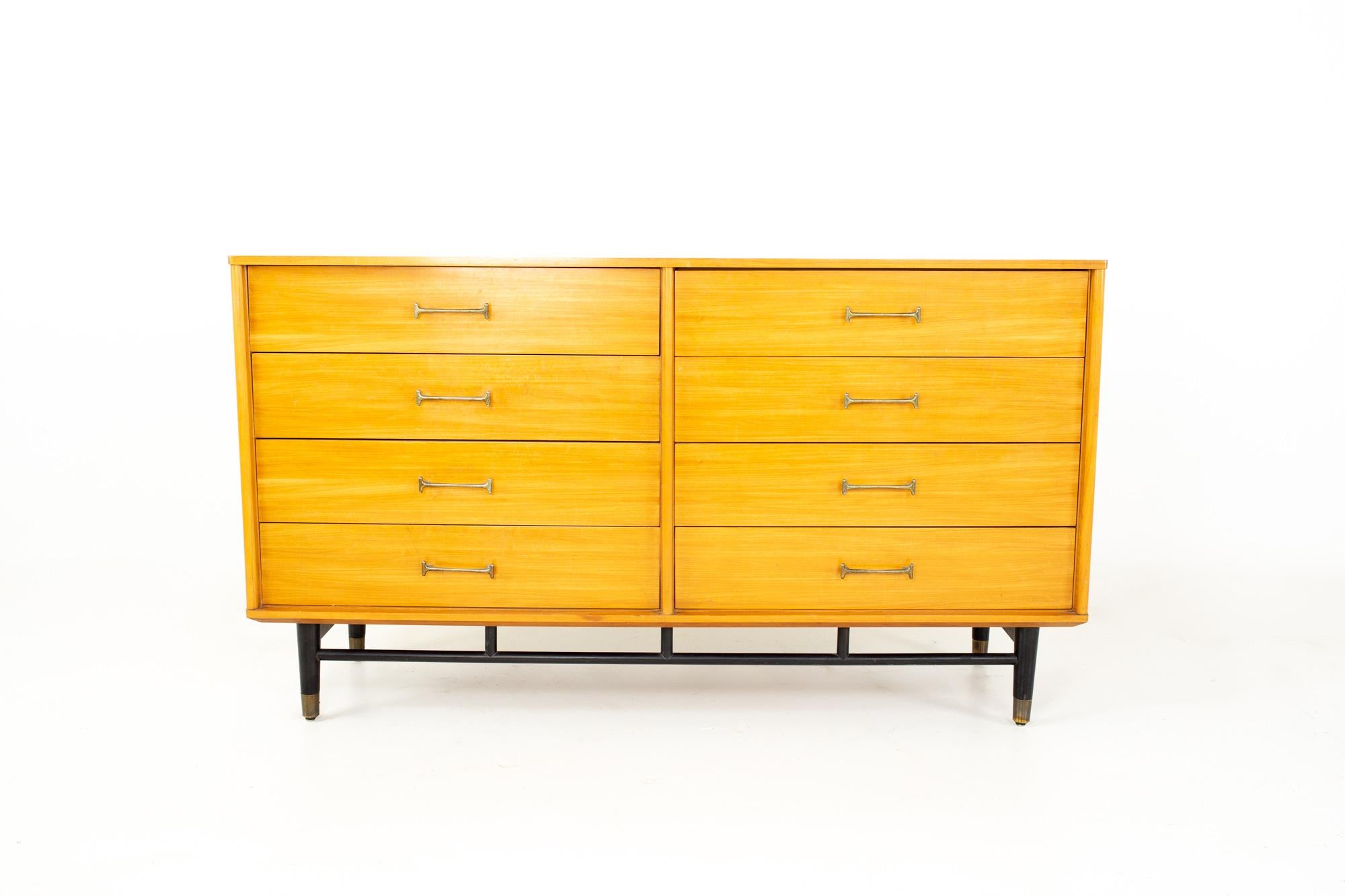 Milo Baughman for Drexel new todays living mid century 8 drawer lowboy dresser.

Dresser measures: 60.25 wide x 18.25 deep x 34 inches high.

All pieces of furniture can be had in what we call restored vintage condition. That means the piece is