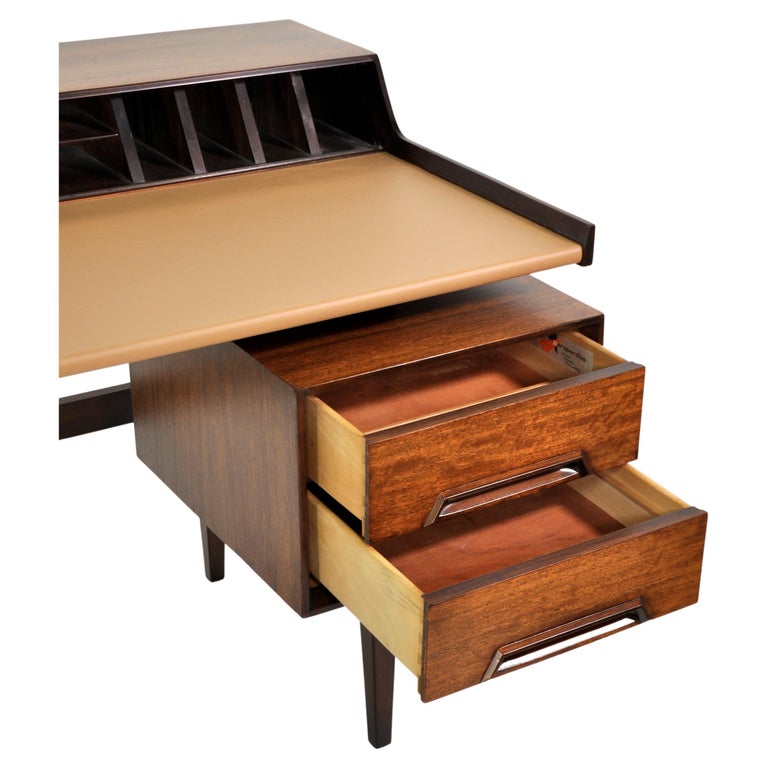 Mid-Century Modern Milo Baughman for Drexel Perspective Mindoro and Leather Desk
