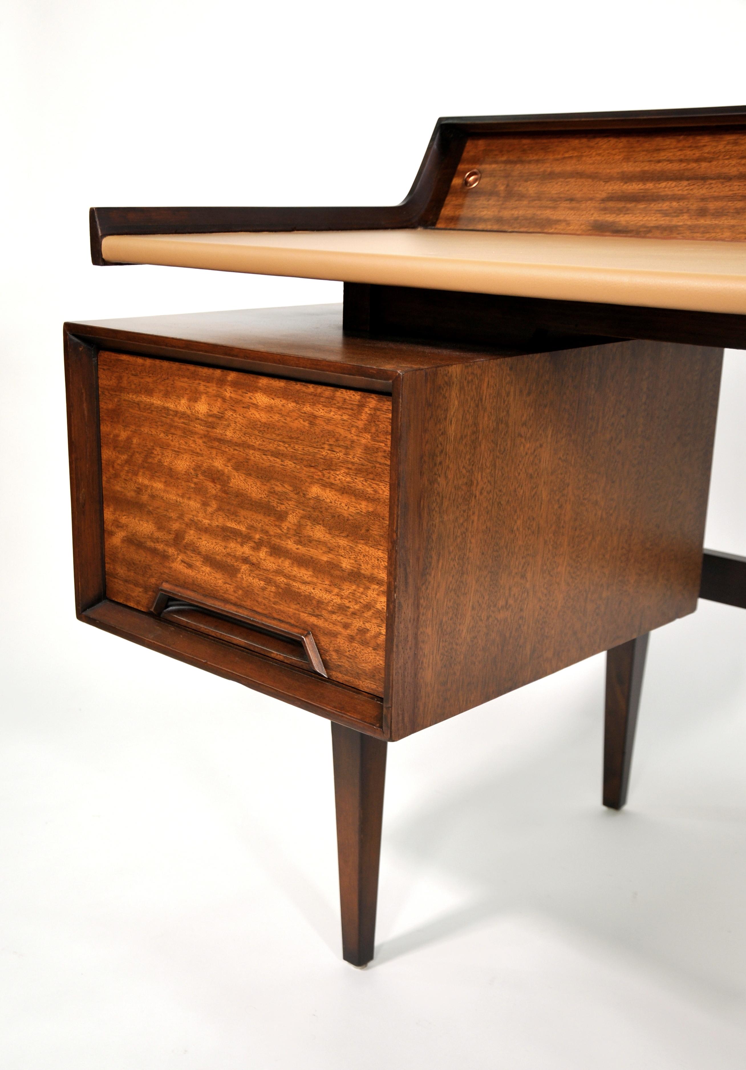 American Milo Baughman for Drexel Perspective Mindoro and Leather Desk