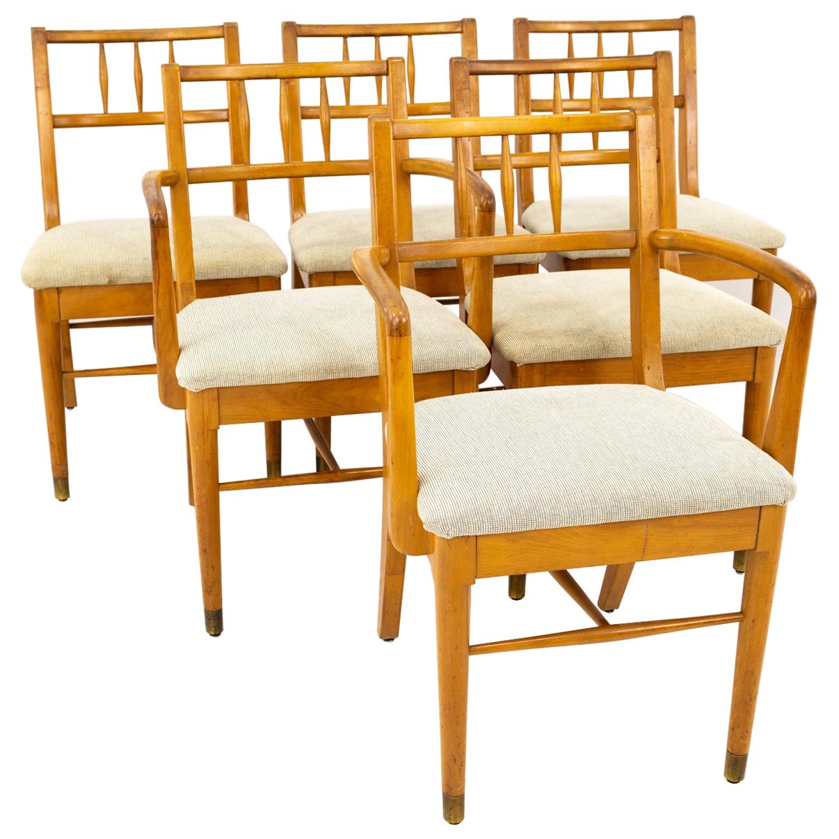 Milo Baughman for Drexel Todays Living Midcentury Blonde Dining Chairs, Set of 6