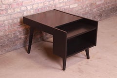 Milo Baughman for Glenn of California Black Lacquered Side Table with Bookshelf