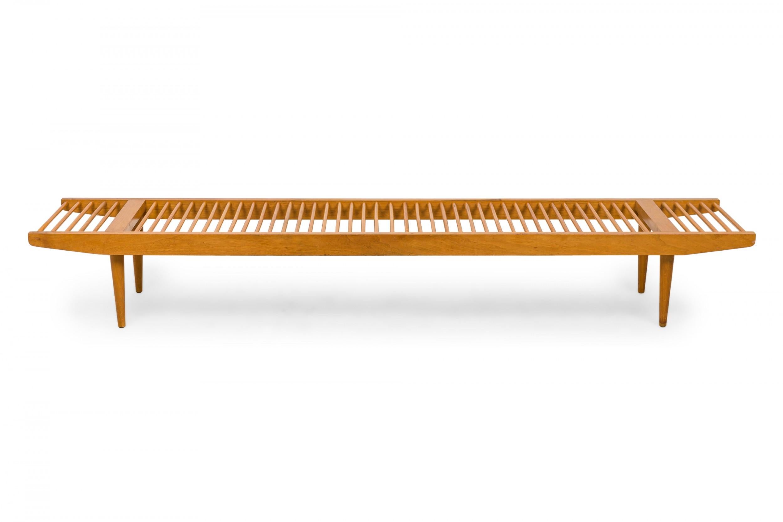 Milo Baughman for Glenn of California Light Wooden Dowel Bench In Good Condition For Sale In New York, NY