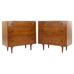 Milo Baughman for Glenn of California Mid Century Walnut 3 Drawer Chest - Pair