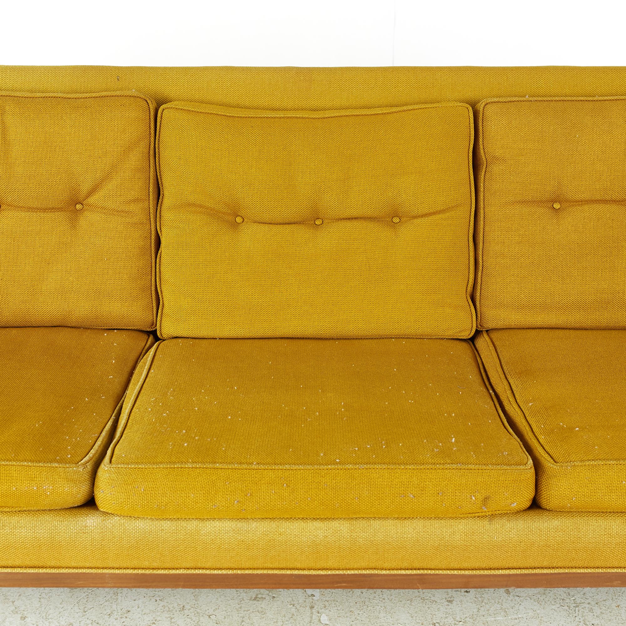 Upholstery Milo Baughman for James Inc Mid Century Walnut Sofa For Sale