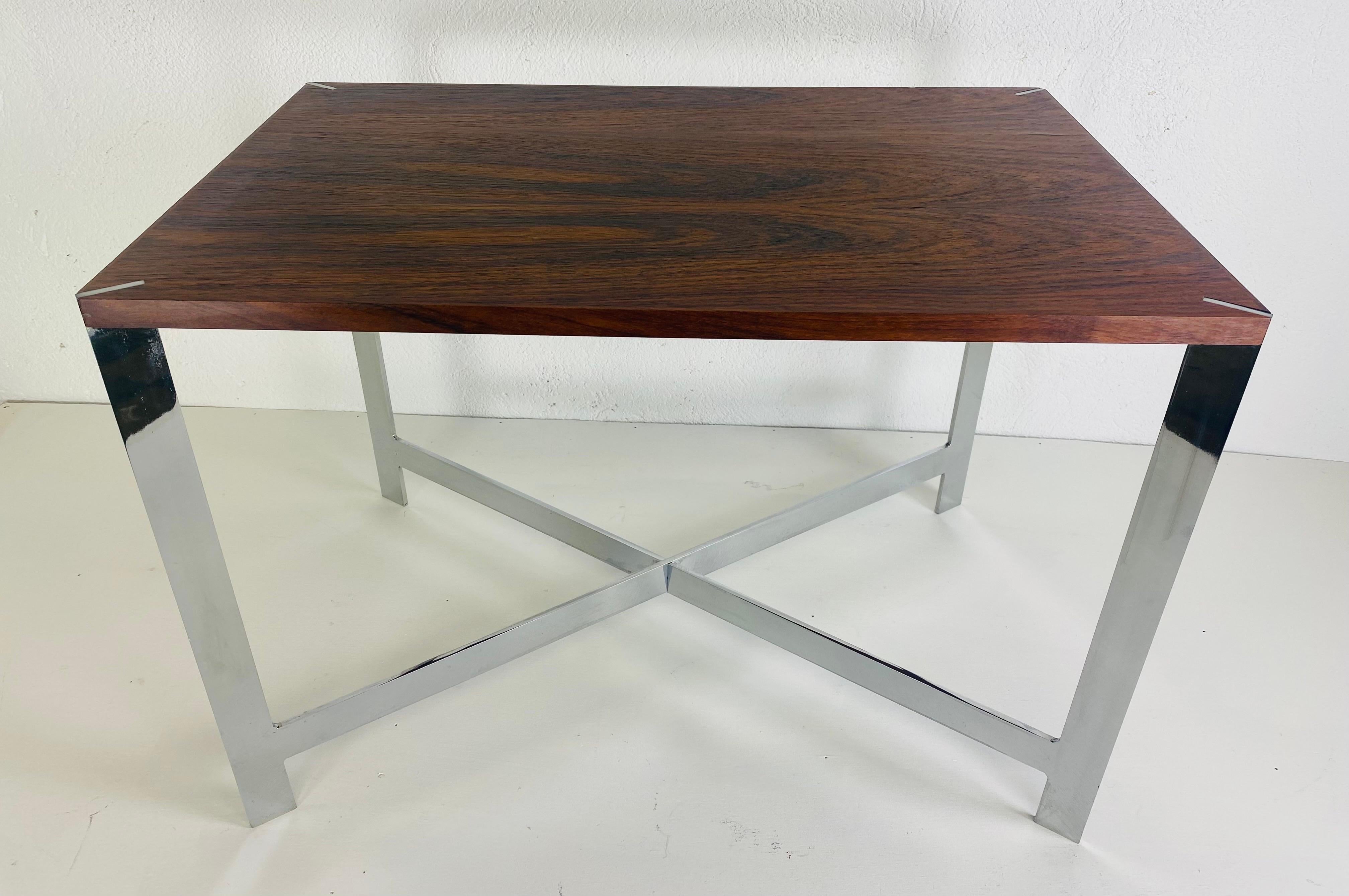 Milo Baughman for Lane furniture, Rosewood and chrome side table For Sale 2