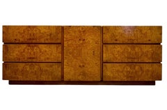Milo Baughman for Lane Mid-Century Modern Burl Wood Credenza