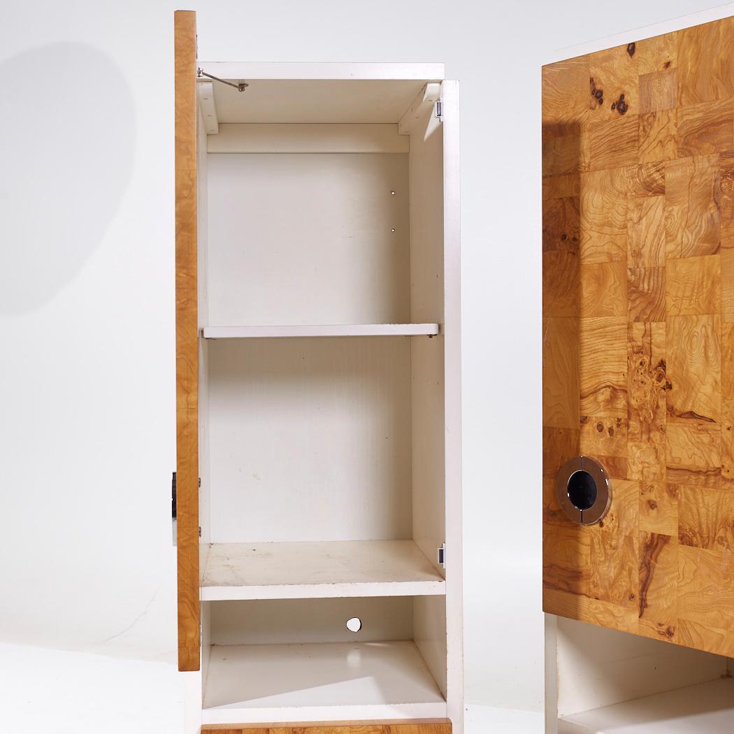 Milo Baughman for Lane Mid Century White Lacquer and Burlwood Armories - Pair For Sale 1