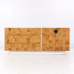 Milo Baughman for Lane Mid Century White Lacquer and Burlwood Dresser