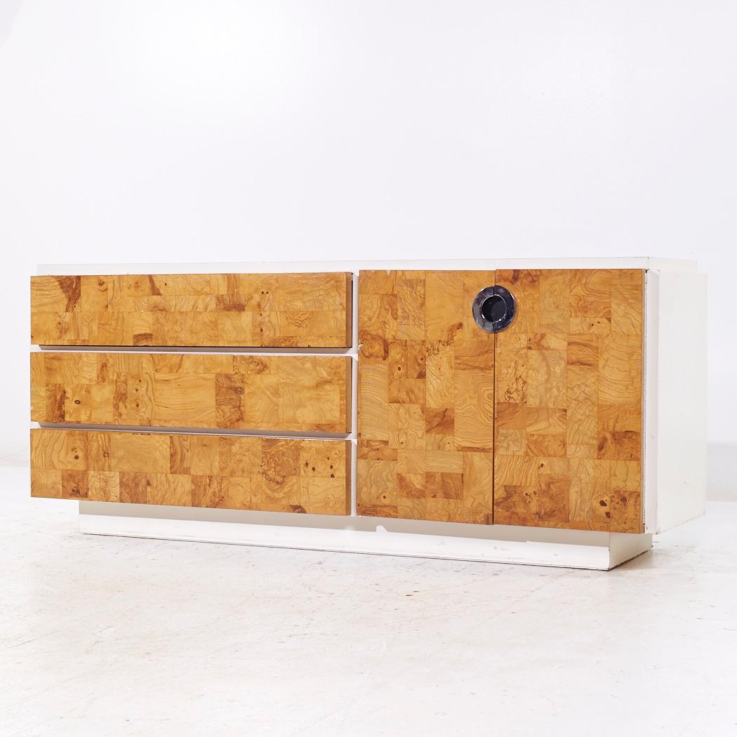 Mid-Century Modern Milo Baughman for Lane Mid Century White Lacquer and Burlwood Dresser