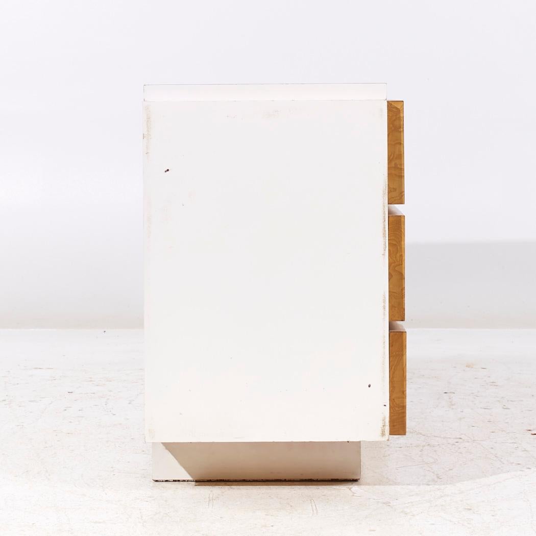 American Milo Baughman for Lane Mid Century White Lacquer and Burlwood Dresser