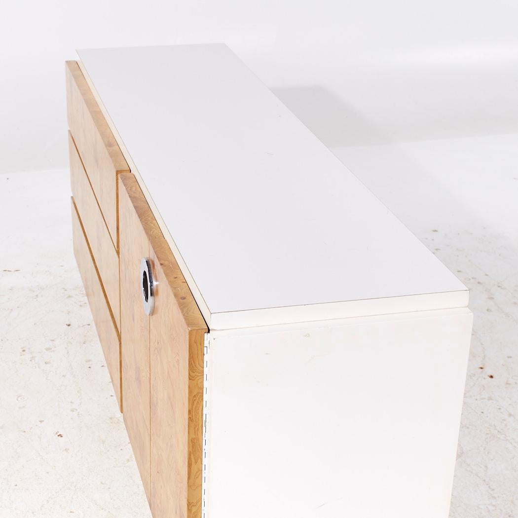 Late 20th Century Milo Baughman for Lane Mid Century White Lacquer and Burlwood Dresser