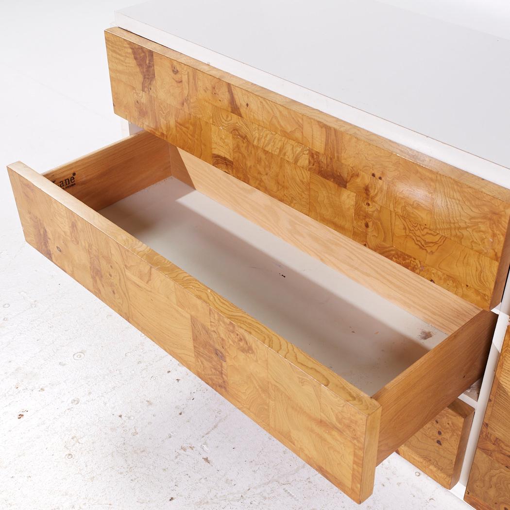 Milo Baughman for Lane Mid Century White Lacquer and Burlwood Dresser 2