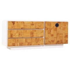 Milo Baughman für Lane Mid Century Kommode aus weißem Lack und Wurzelholz