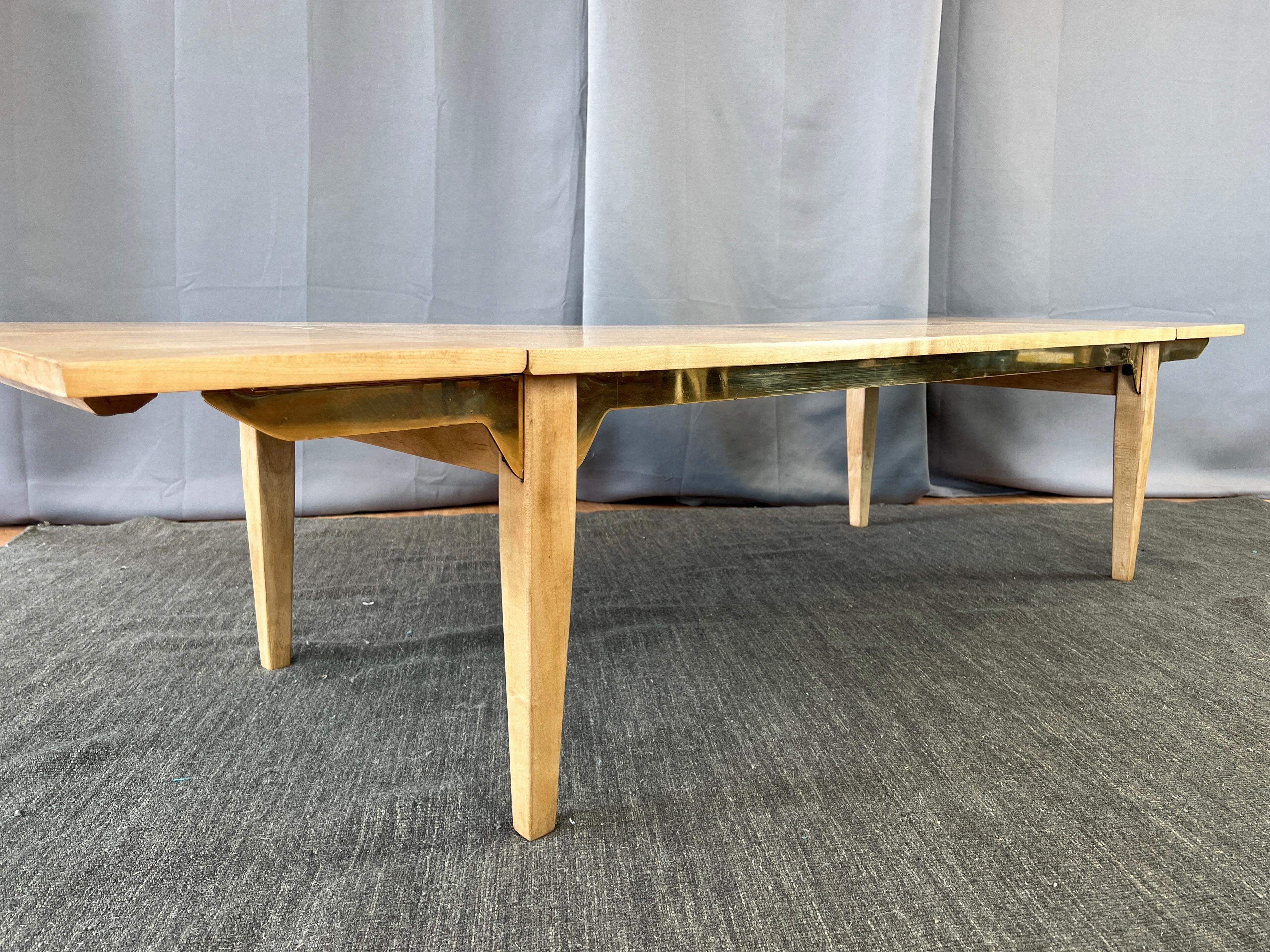 Milo Baughman for Murray Birch and Brass Drop-Leaf Coffee Table, 1953 For Sale 3