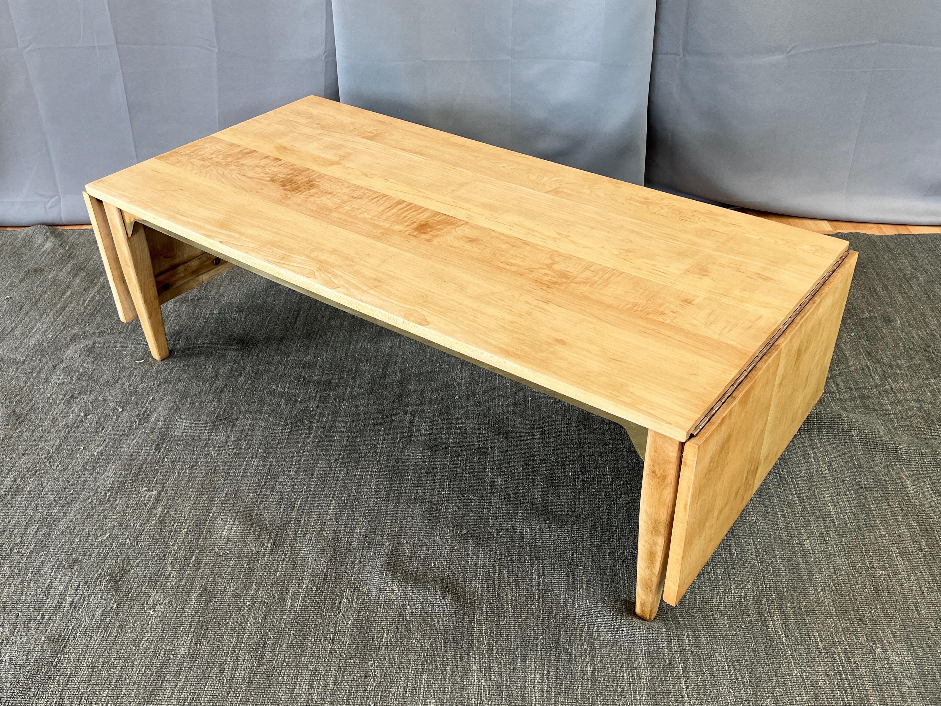 American Milo Baughman for Murray Birch and Brass Drop-Leaf Coffee Table, 1953 For Sale