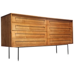 Milo Baughman for Murray Eight-Drawer Chest in Maple and Iron
