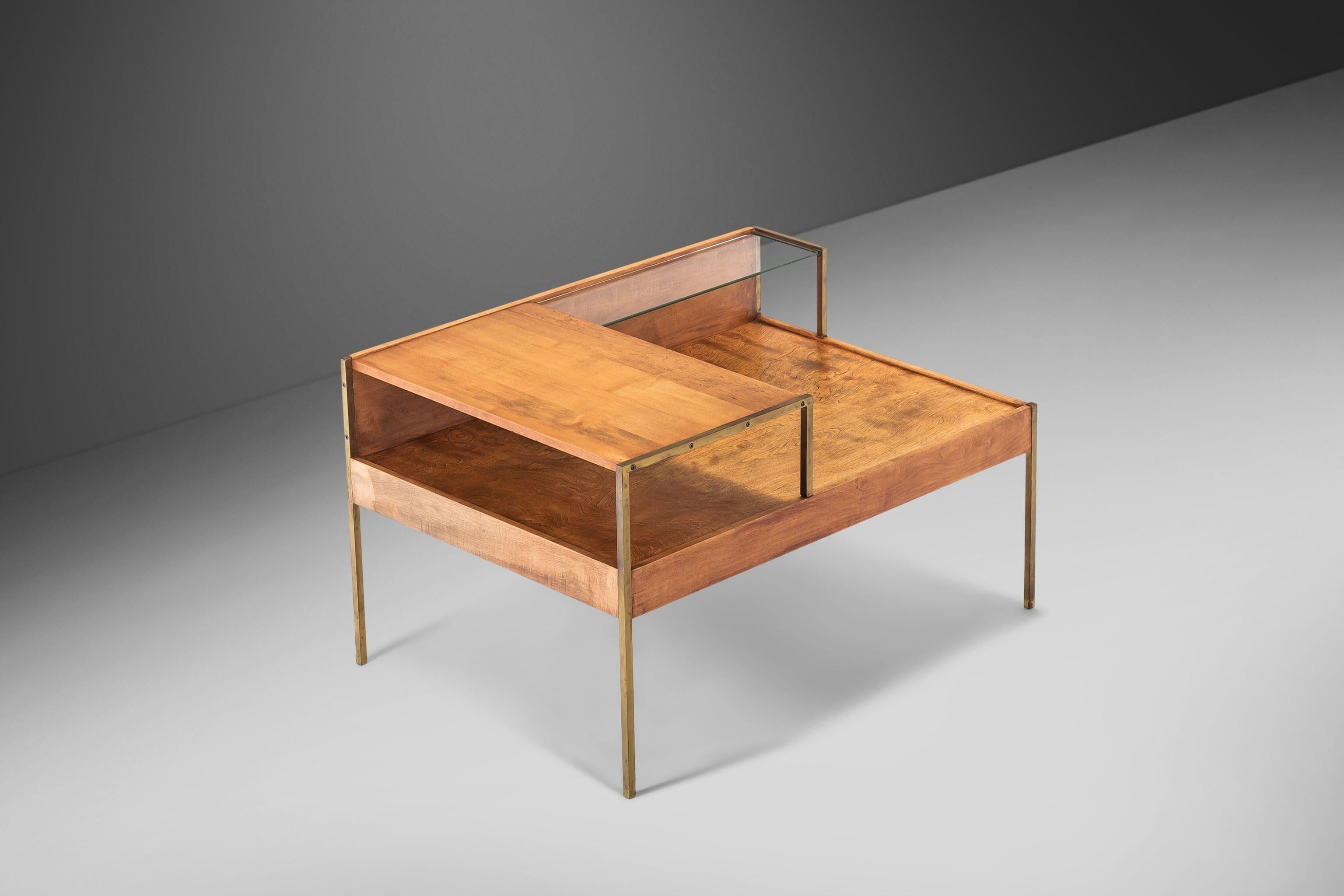 Mid-Century Modern Milo Baughman for Murray Furniture Maple and Brass Coffee Table, c. 1955 For Sale