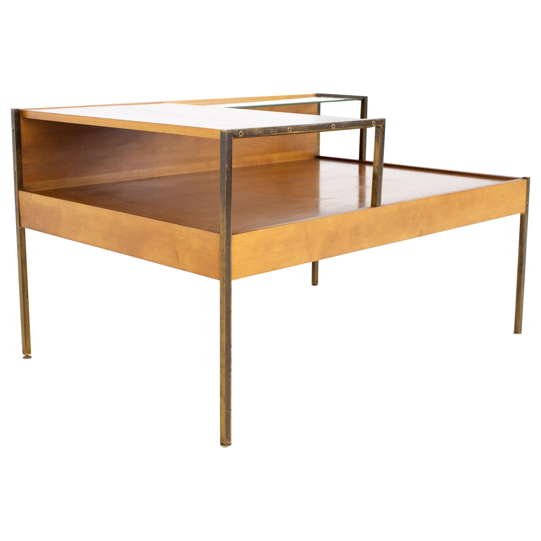 Milo Baughman for Murray Furniture Mid Century 2 Tier Corner Side Table