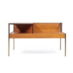 Milo Baughman for Murray Furniture Mid Century Maple and Brass Corner Side Table