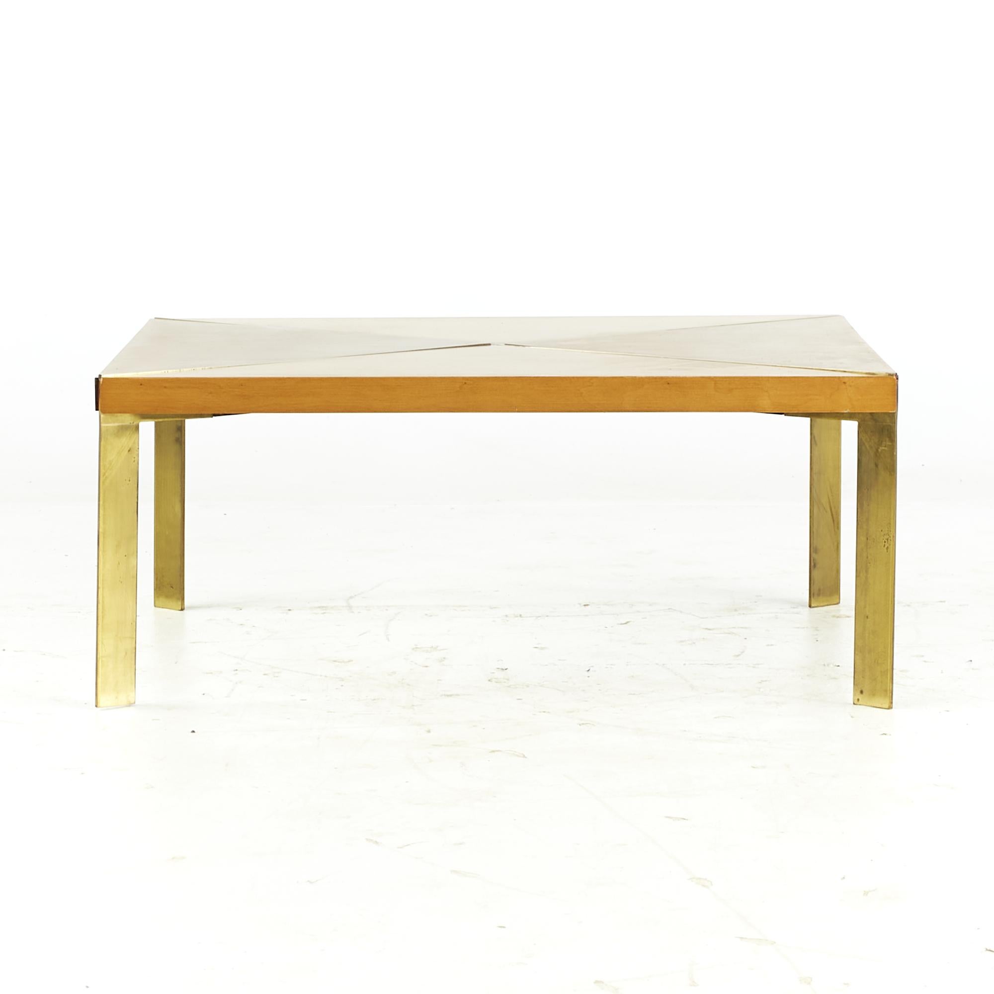 Milo Baughman for Murray midcentury Brass and Maple Coffee Table

This coffee table measures: 36 wide x 27.25 deep x 15.25 inches high

All pieces of furniture can be had in what we call restored vintage condition. That means the piece is