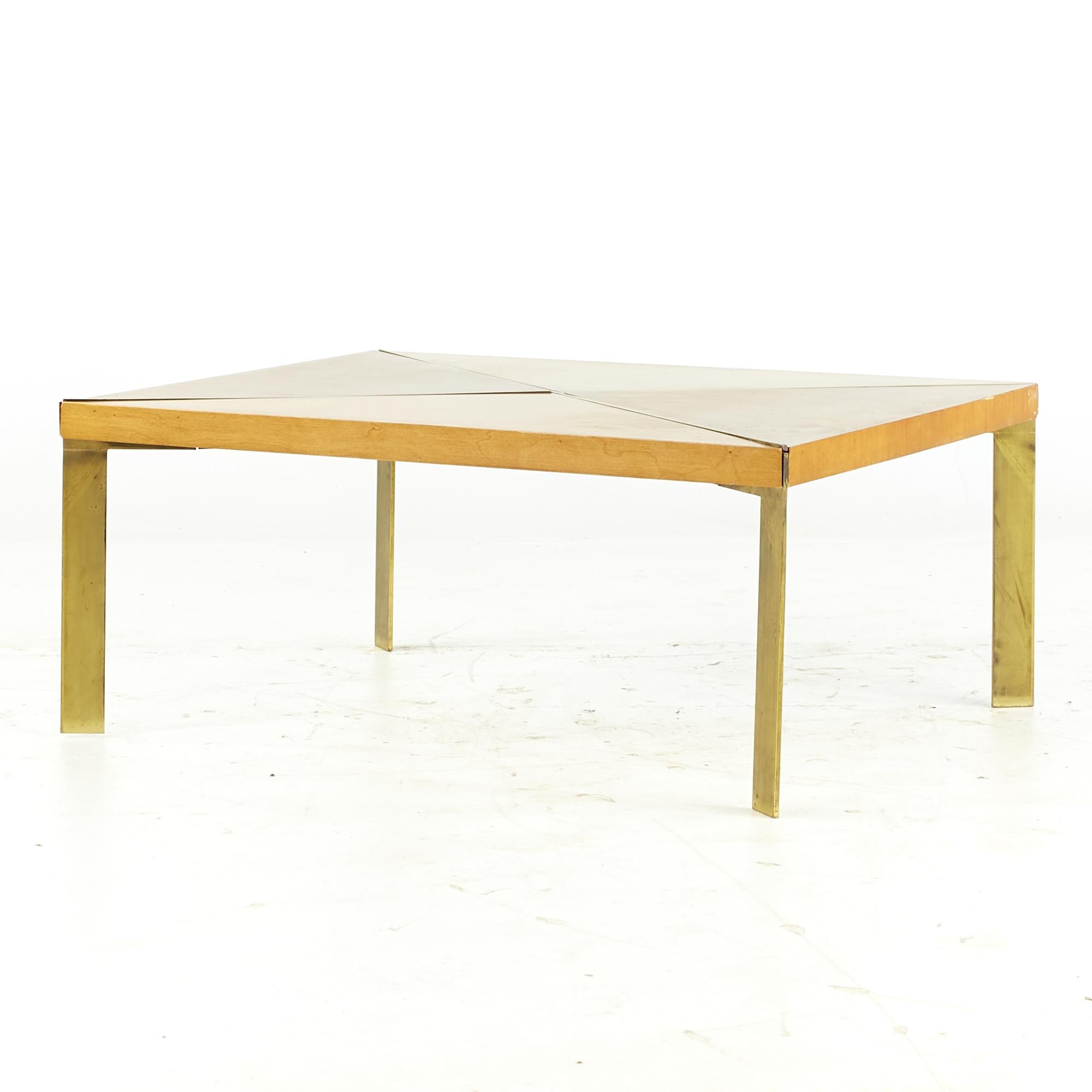 Mid-Century Modern Milo Baughman for Murray Midcentury Brass and Maple Coffee Table For Sale