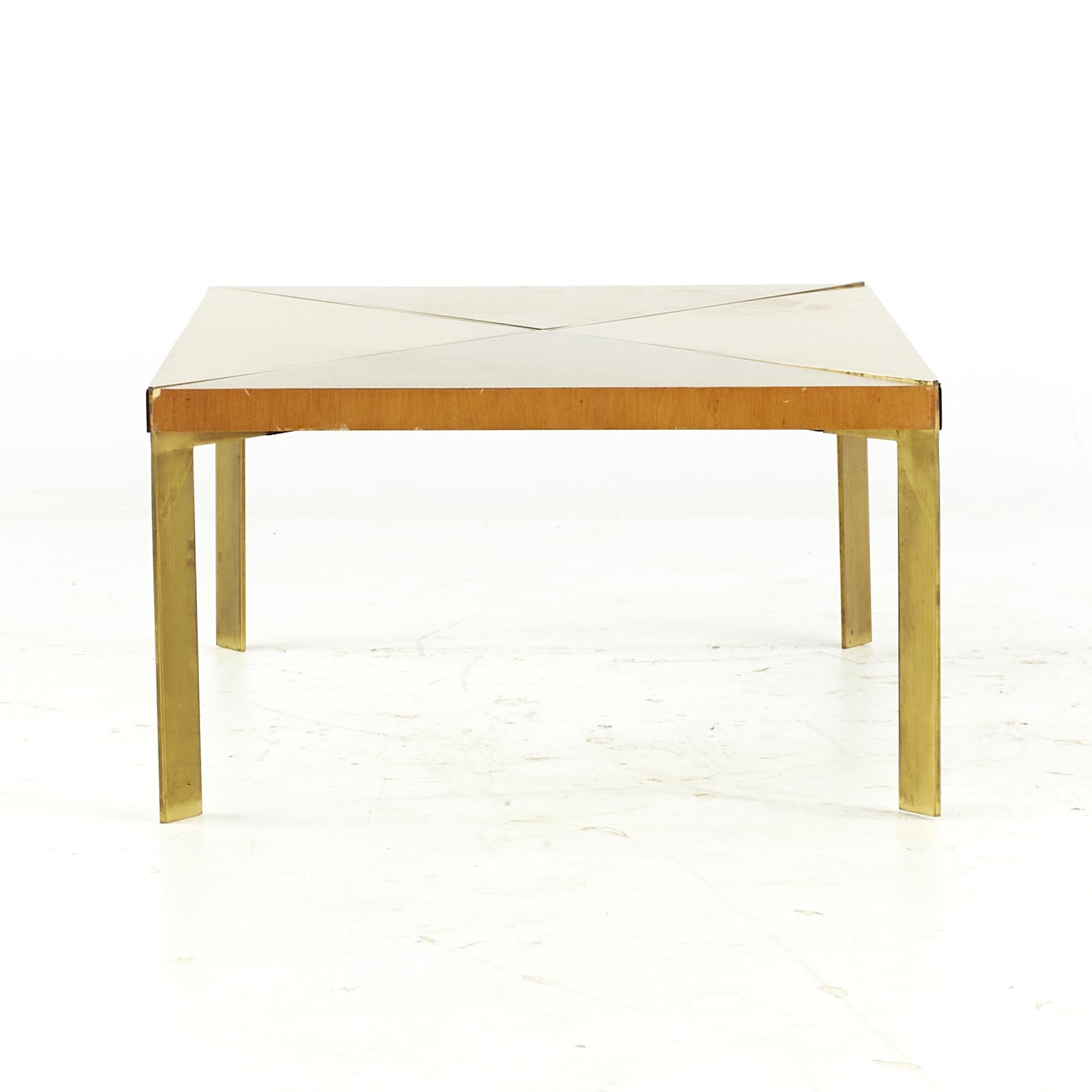 Late 20th Century Milo Baughman for Murray Midcentury Brass and Maple Coffee Table For Sale