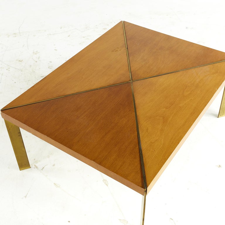 Milo Baughman for Murray Midcentury Brass and Maple Coffee Table For
