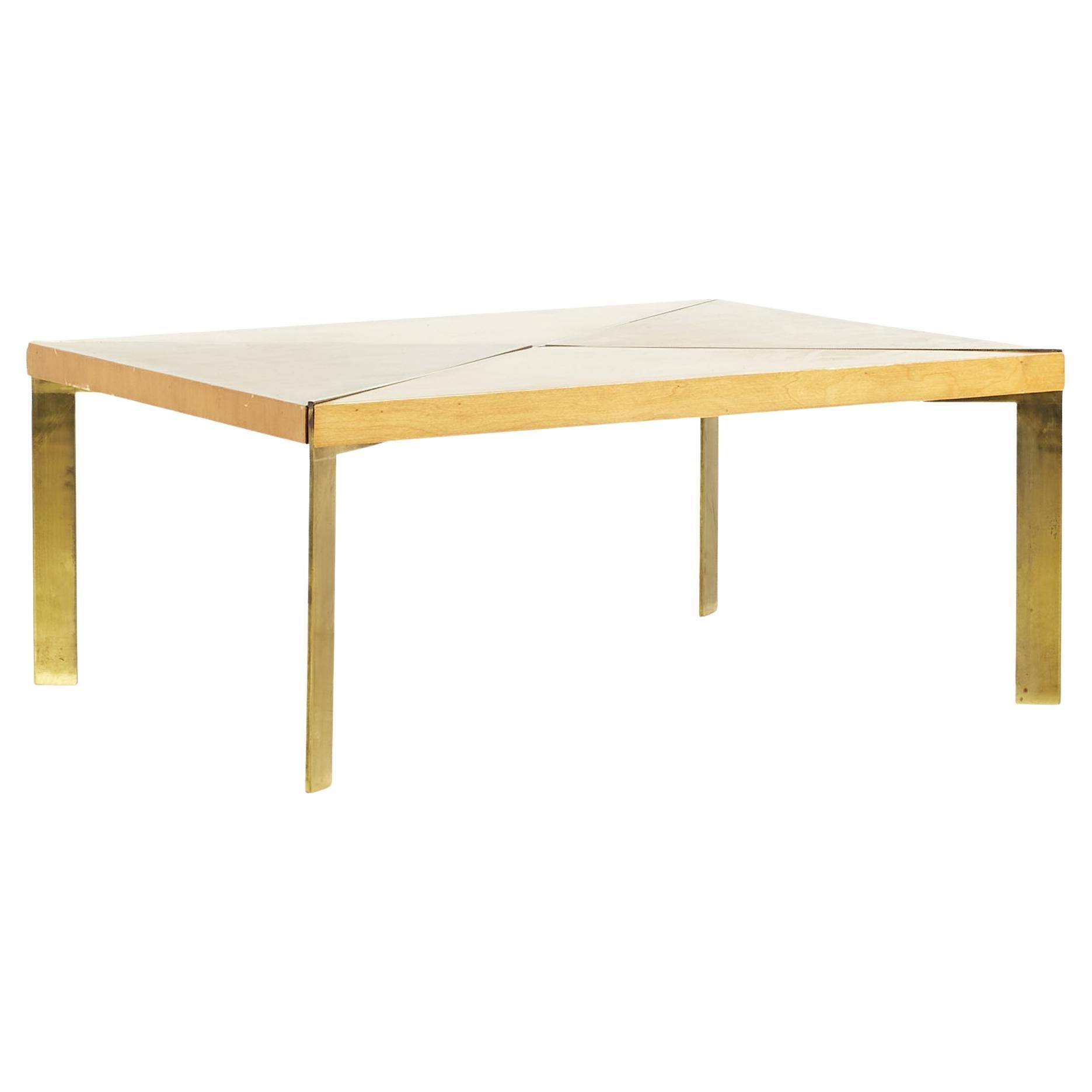 Milo Baughman for Murray Midcentury Brass and Maple Coffee Table For Sale