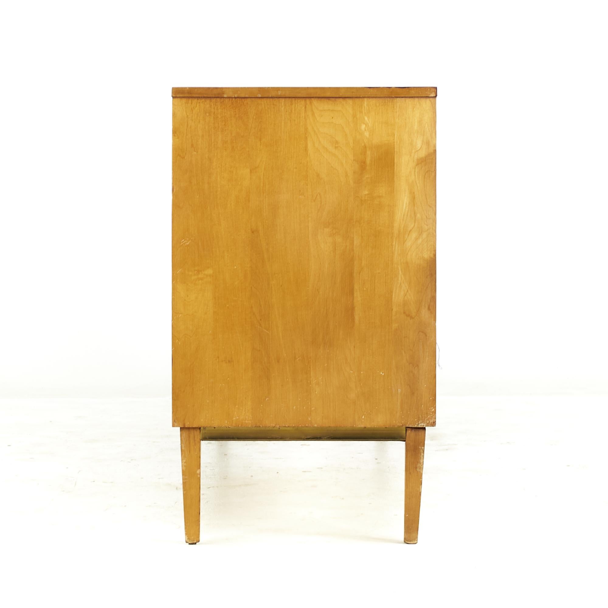 Mid-Century Modern Milo Baughman for Murray Midcentury Maple and Brass Lowboy Dresser For Sale