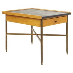 Table d'appoint en laiton et cuir Milo Baughman pour Murray, style mi-siècle érable