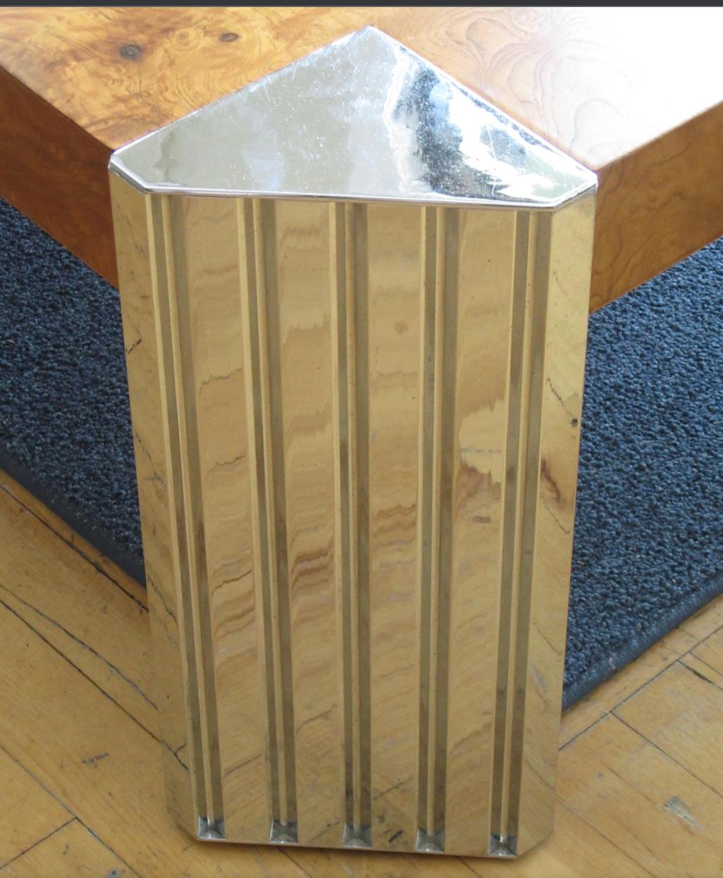 Milo Baughman for Pace Burl Chrome Coffee and End Tables  In Good Condition For Sale In Mt Kisco, NY