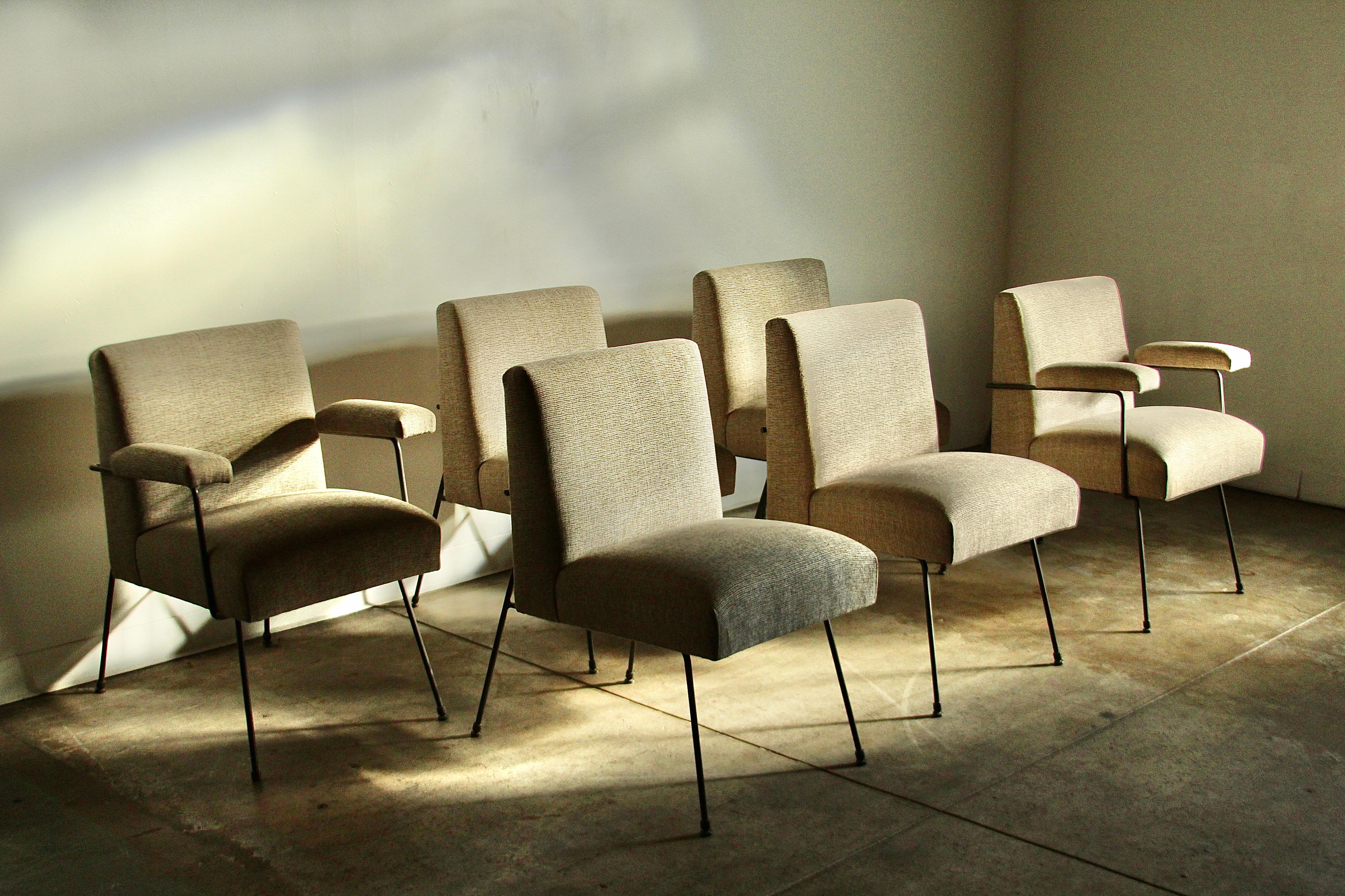 Mid-Century Modern Milo Baughman for Pacific Iron Dining Chairs, Set of 6, 1950s