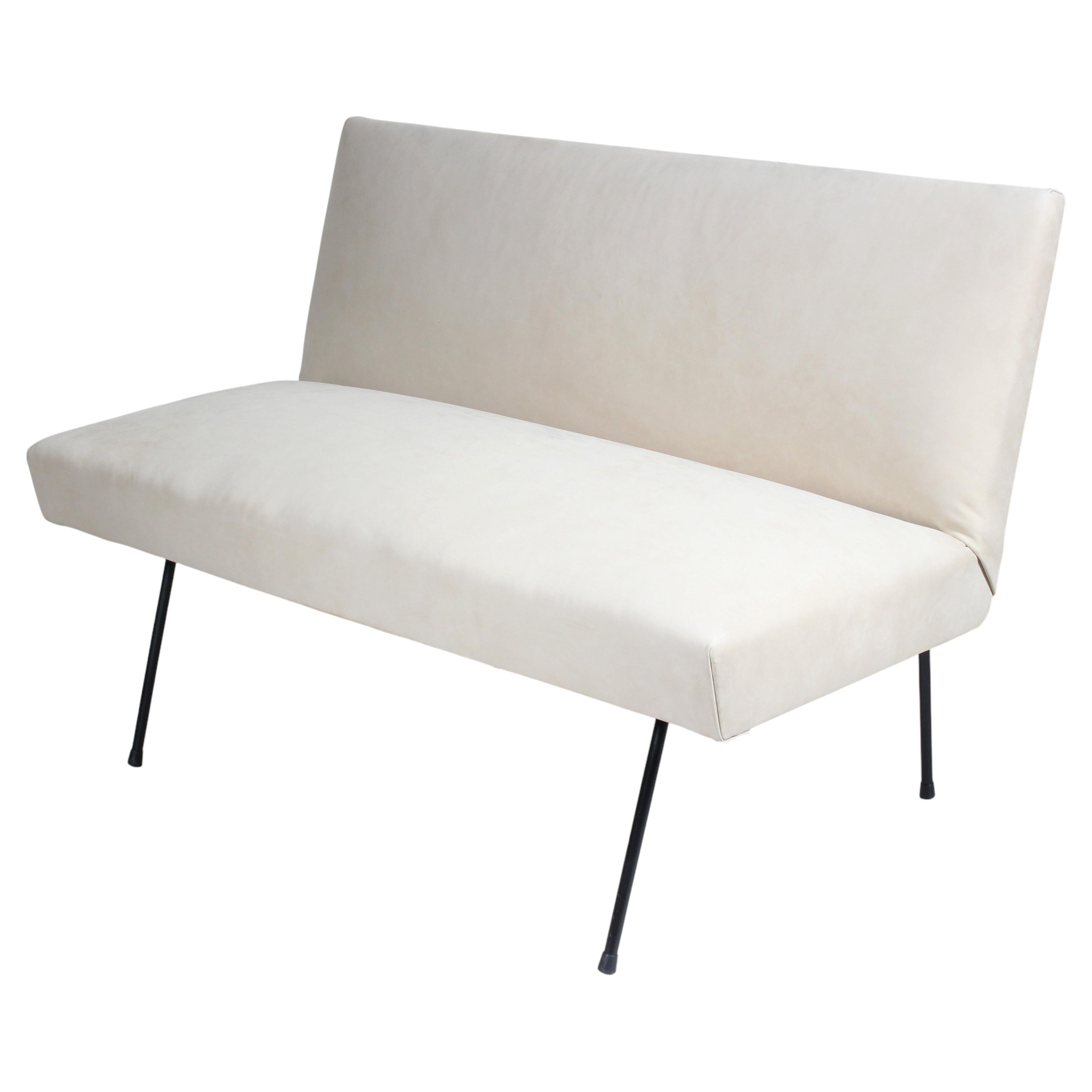 Milo Baughman for Pacific Iron Style Suede and Iron Settee For Sale
