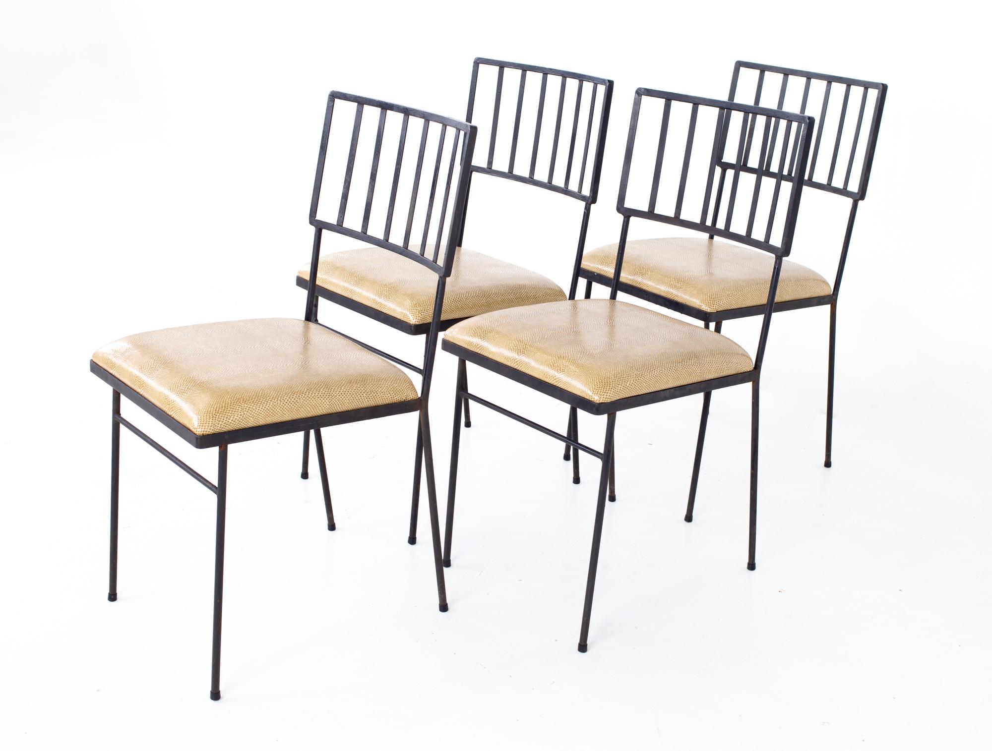 Milo Baughman for pacific iron works mid century chairs - set of 4.
Each chair measures: 15.25 wide x 19.5 deep x 32.5 high, with a seat height of 18.5 

All pieces of furniture can be had in what we call restored vintage condition. That means