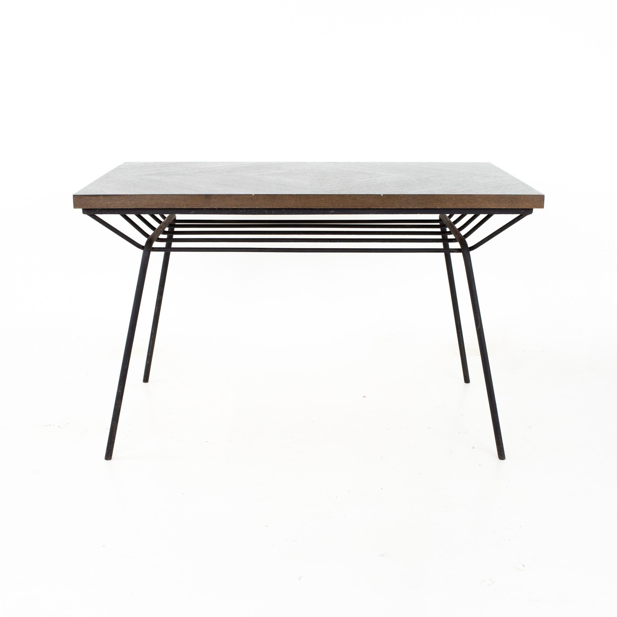 American Pacific Iron Works Mid Century Dining Table in the Style of Milo Baughman For Sale