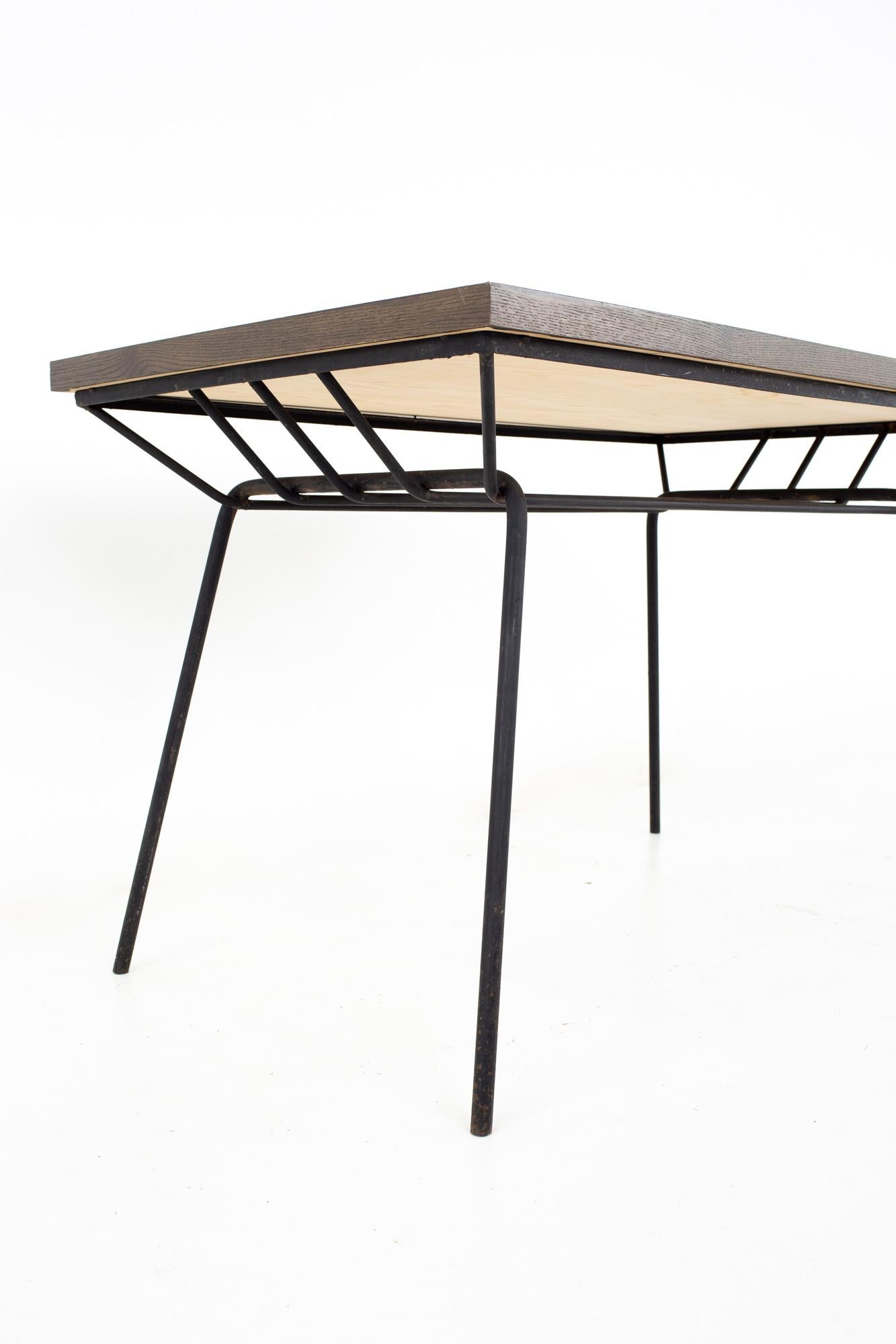 Pacific Iron Works Mid Century Dining Table in the Style of Milo Baughman For Sale 1